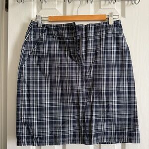 Navy Plaid A-Line Mini Skirt
